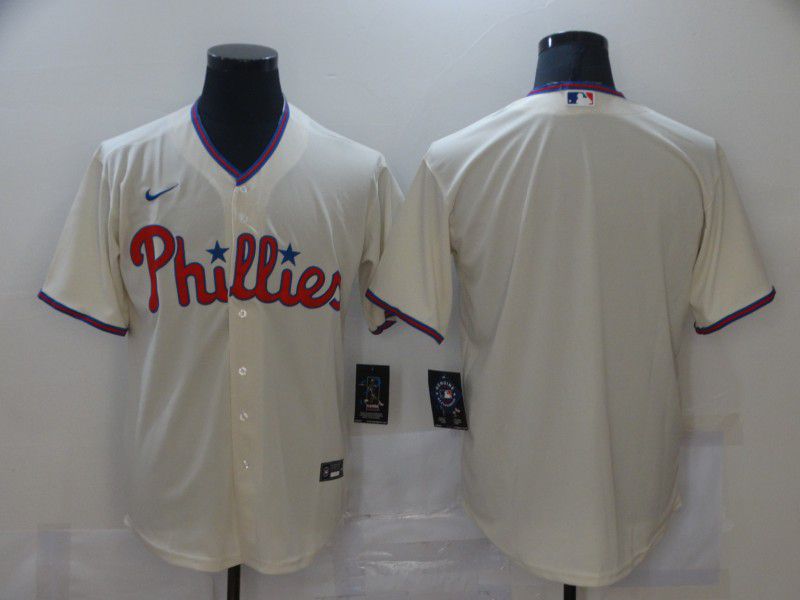 Men Philadelphia Phillies Blank Cream Game Nike MLB Jerseys